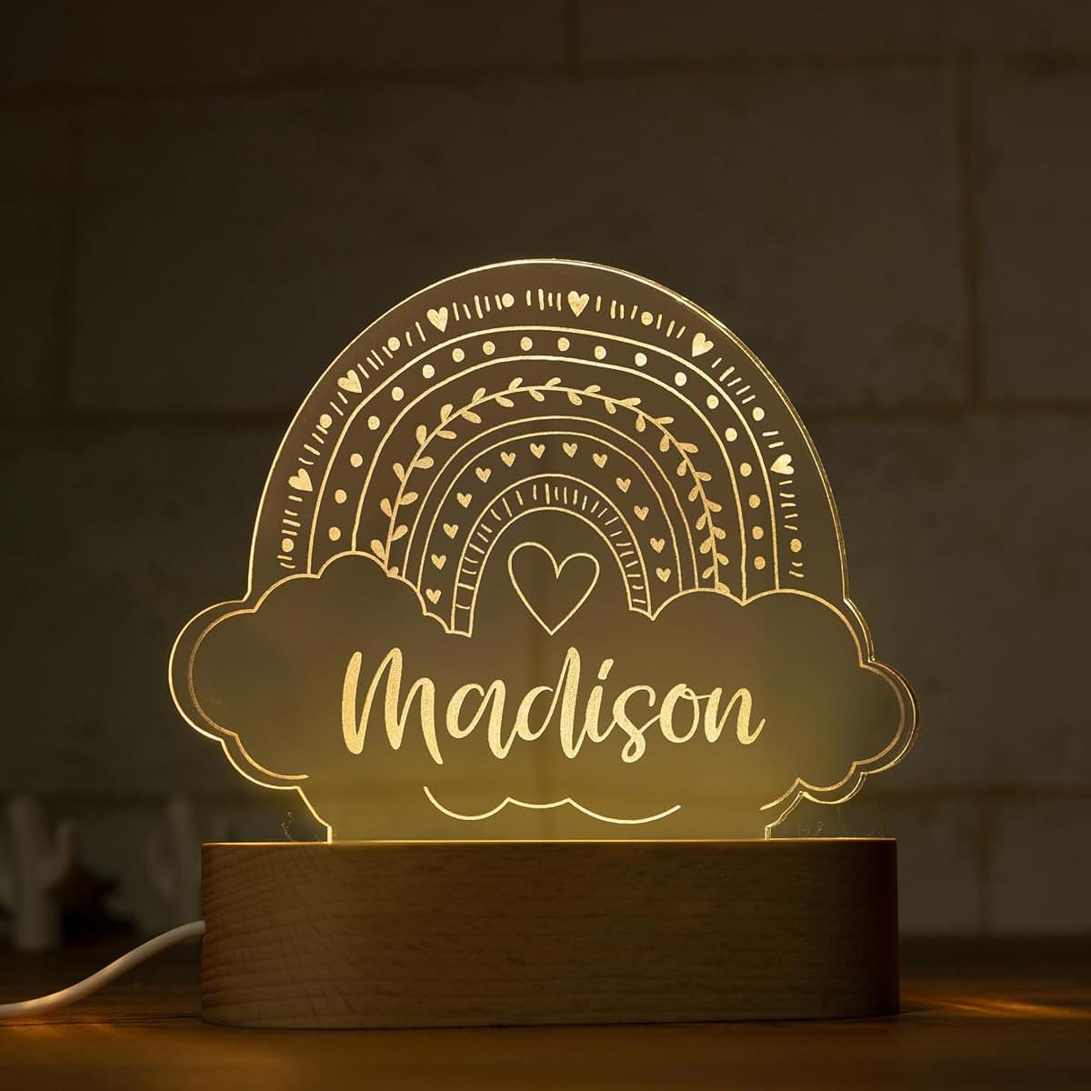 Personalization Lab Personalized Night Light For Kids Room, Rainbow (photo 2)