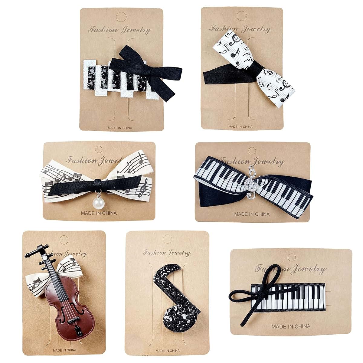 XAGMODSHN Musical Note Hair Clips With Bows And Pearls