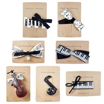 XAGMODSHN Musical Note Hair Clips With Bows And Pearls