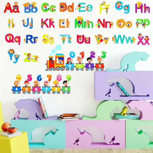 Alphabet Number Wall Decals Colorful Peel and Stick Letters for Kids Room Nursery Classroom