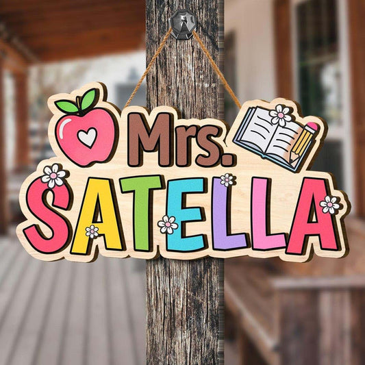 OHOON Personalized 3D Wooden Teacher Door Sign, Back To School Gifts, Teacher Wall Hanger, Classroom Door Hanger
