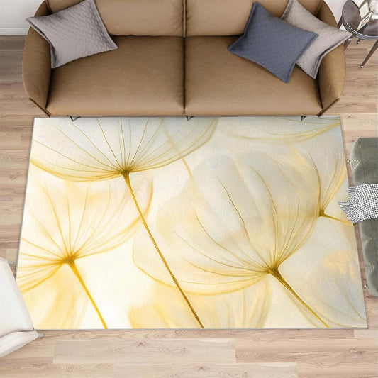 HYGIUID Dandelion Rugs for Boys Room, Minimalist Plants Area Rug - 4x5, Flowers Outdoor Rug, Washable & Non Slip Carpet
