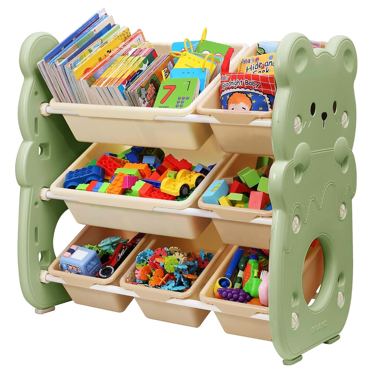 PHSSHOP [Durable Storage] 3-Tier Stackable Plastic Storage Organizer | Modern Traditional Design for Toys, Books
