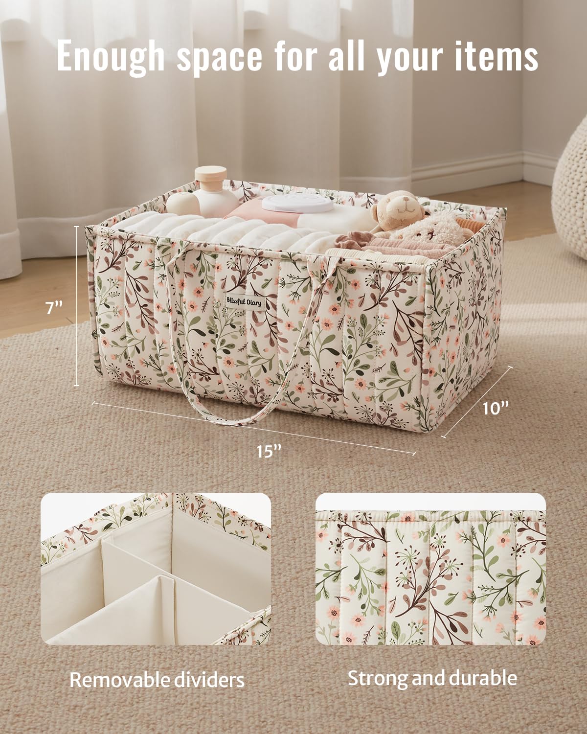Blissful Diary Floral Diaper Caddy Organizer