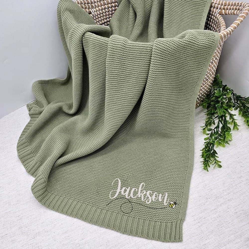 Noni Luxury Personalized Baby Blanket, Custom Knit Baby Blanket, Baby Gifts Personalized, Baby Blanket, Baby Blanket (photo 2)