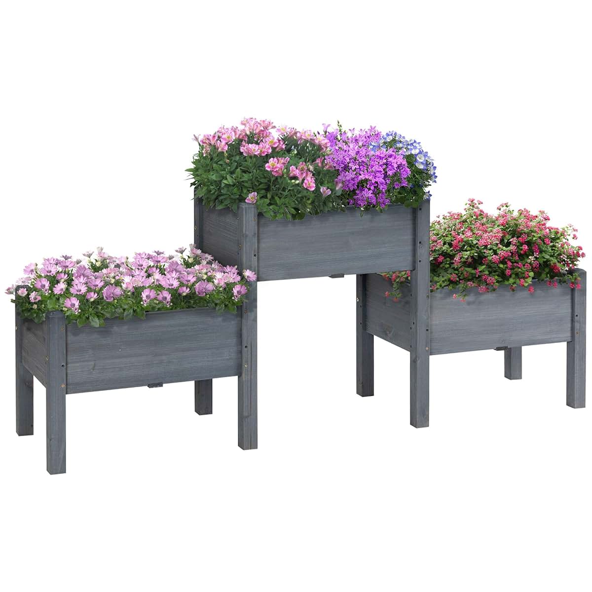 YBCHFGA Ergonomic Three-Tier Raised Garden Bed for Vegetables and Herbs