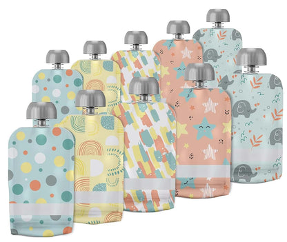 Little Whispers Reusable Baby Food Pouches - 10 Pack Refillable Squeeze Pouches