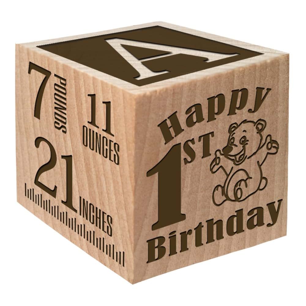 Glitzby Personalized Wooden Block First Birthday Gift
