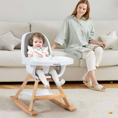 HONEY JOY 4 in 1 Convertible High Chair with 5-Point Harness and Adjustable Tray, Gray