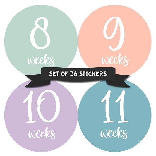 Months In Motion Pregnancy Weekly Belly Growth Stickers, 36 Count