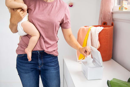 Ubbi Baby Wipes Dispenser with Weighted Plate and Clear Window