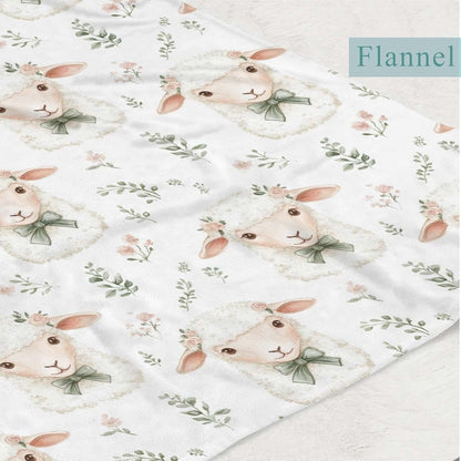 Wicbfdfv Watercolor Lamb Floral Leaves Baby Boy Girl Blankets Cute Sheep Goat Wildflowers Flannel Blanket Farm Animals (photo 3)