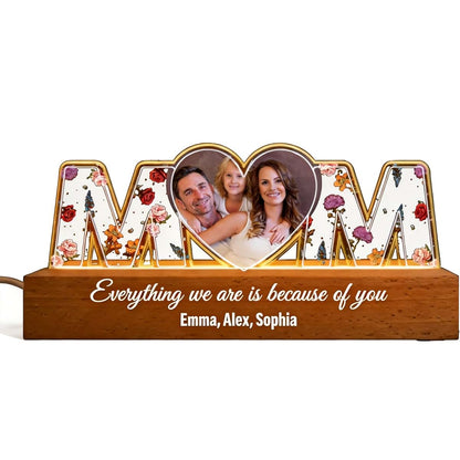 ROSLILY Personalized 3D Acrylic LED Night Light with Custom Name and Photo