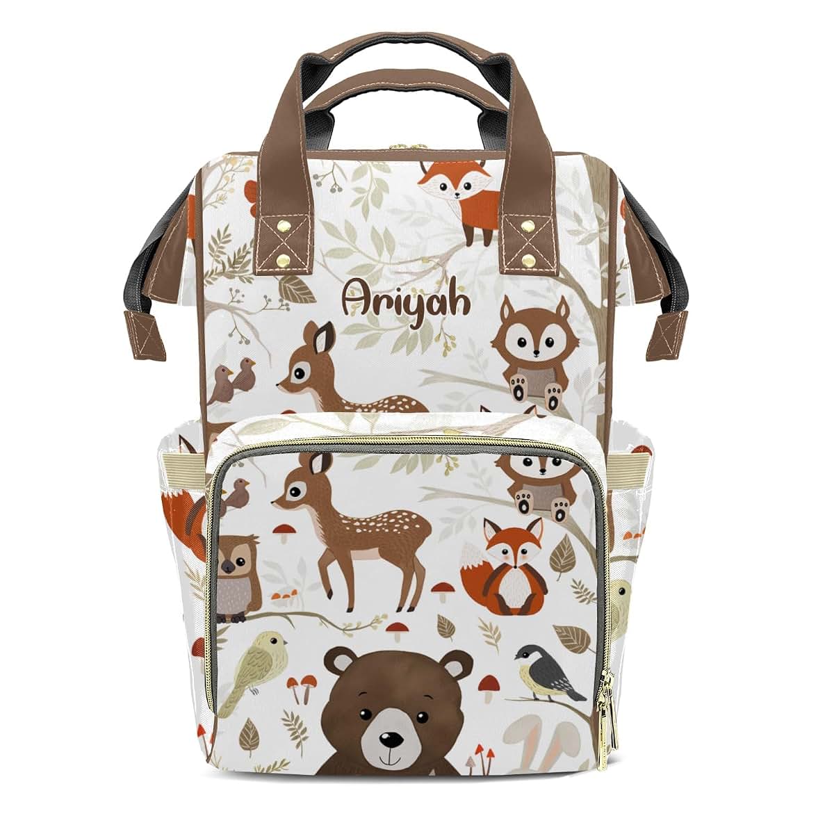 YallLocoMo Personalized Diaper Bag Backpack Gift Jungle Animal Bear Deer Ultimate Nappy Bag: Spacious, Waterproof &