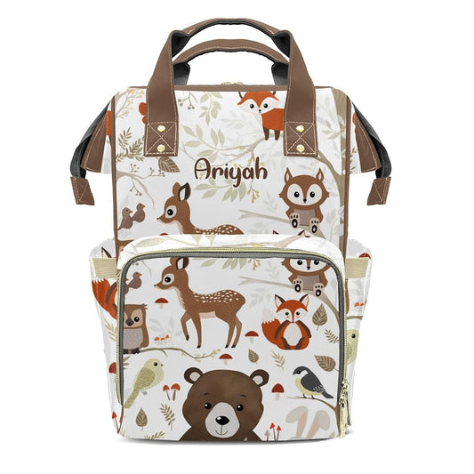 YallLocoMo Personalized Diaper Bag Backpack Gift Jungle Animal Bear Deer Ultimate Nappy Bag: Spacious, Waterproof &