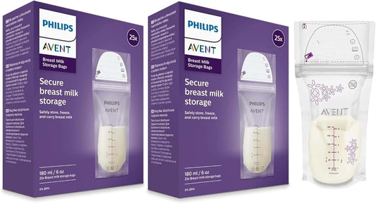Philips Avent Breast Milk Storage Bags, 6 Oz, 50 Pack