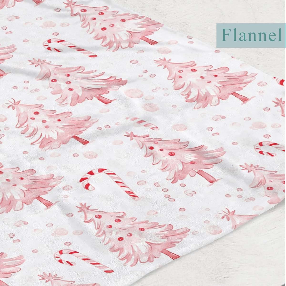 Wicbfdfv Pink Christmas Pine Trees Candy Baby Blanket, 50x60 Inch Flannel Fleece (photo 3)