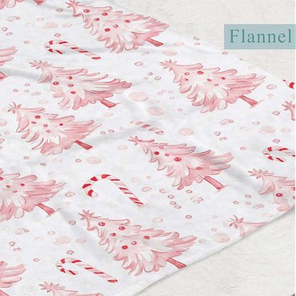 Wicbfdfv Pink Christmas Pine Trees Candy Baby Blanket, 50x60 Inch Flannel Fleece (photo 3)