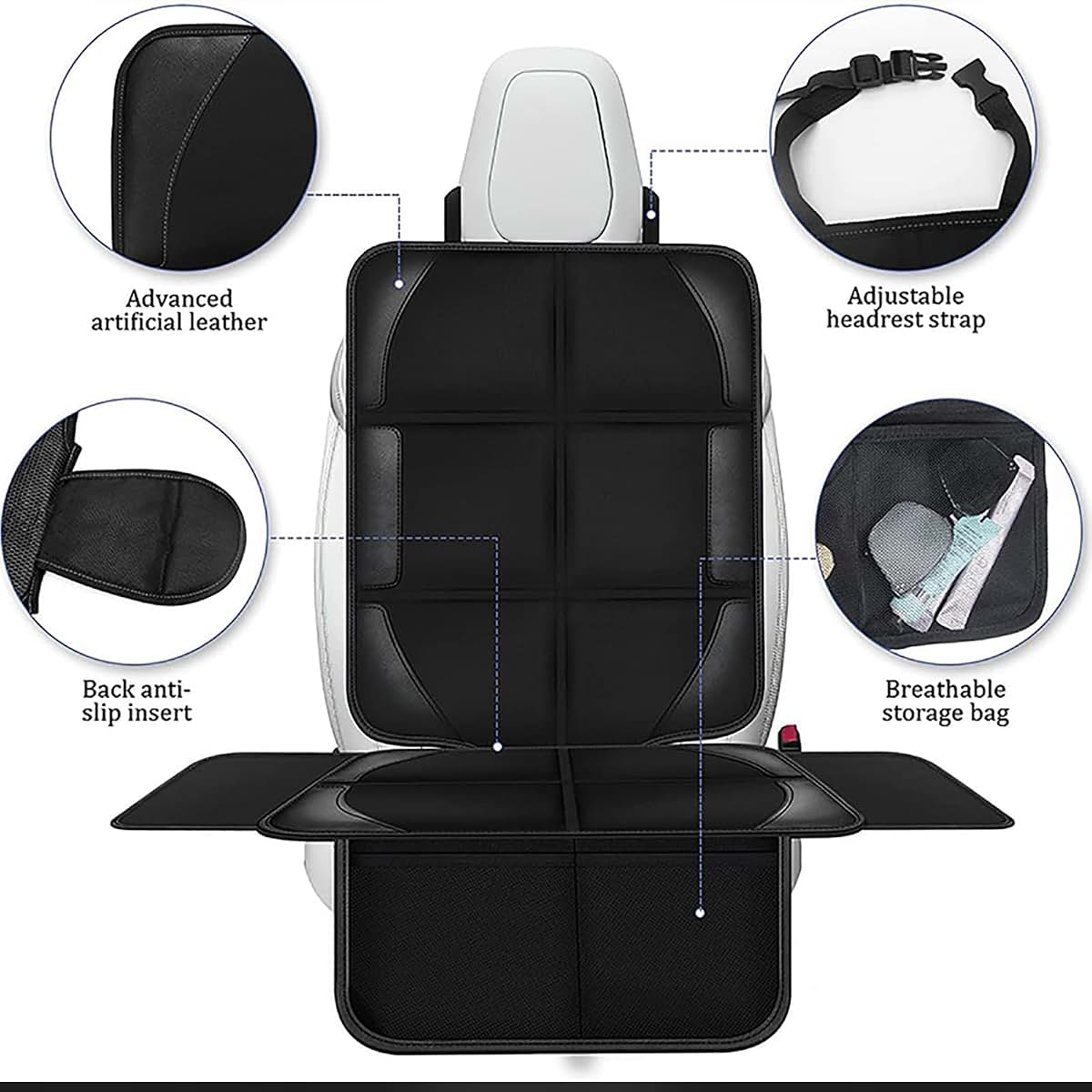 FALMDCQ Pack of 2 Car Seat Protective Covers, Baby Safety Seat Pads and Kick Mat (photo 3)