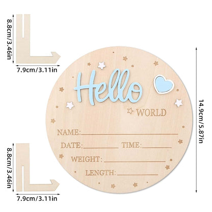 Wooden Baby Announcement Sign Board for Newborn Photo Prop Decor