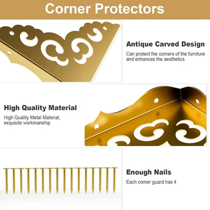 Corner Protectors for Furniture: Decorative Brass Guard Bumpers for Cabinets and Desks