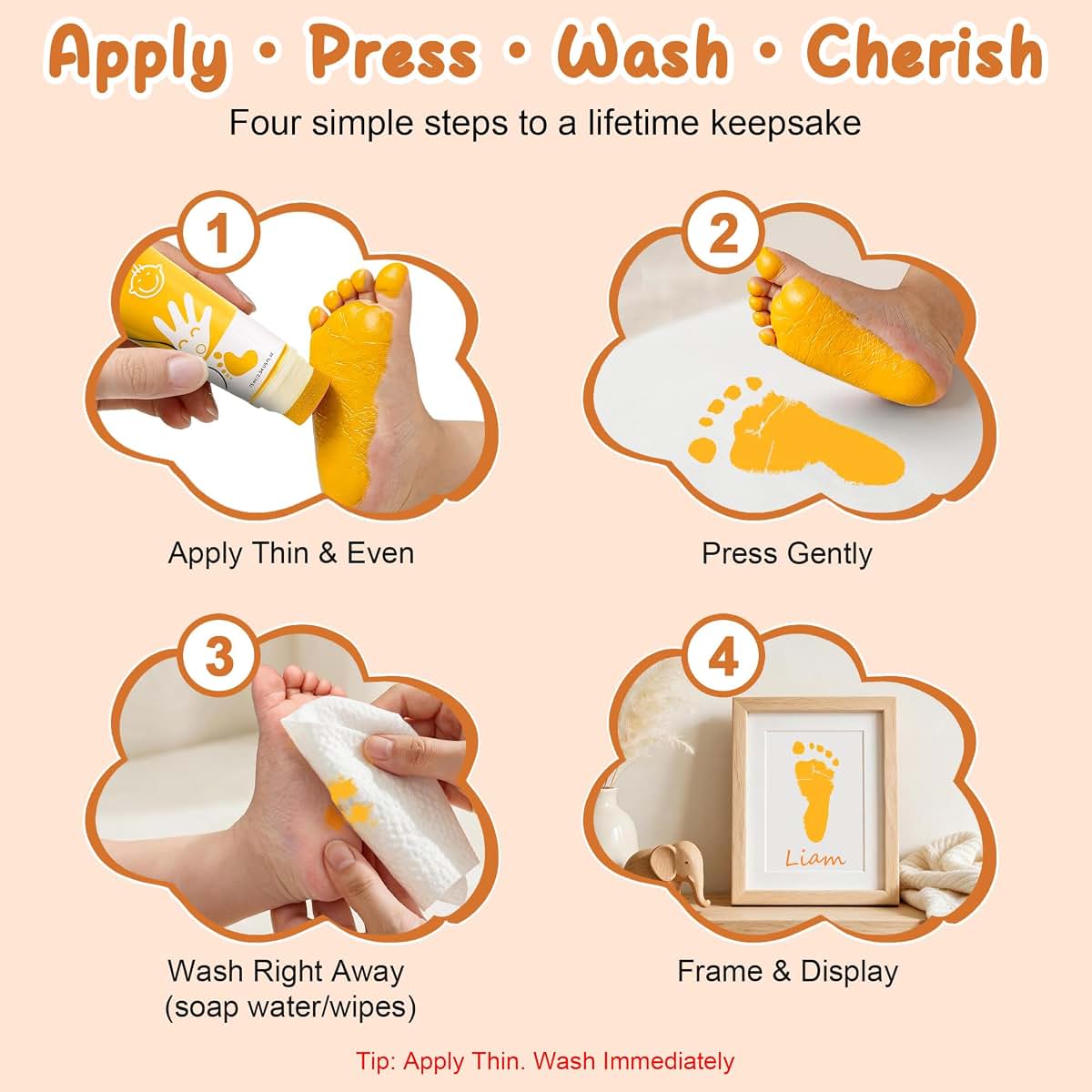 Sortnic Keepsake Ink for Hands and Feet Prints with Sponge Head