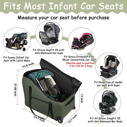 SCTEL Infant Car Seat Travel Bag, Padded with Wheels, 16.73x25.79x21.06 Inch