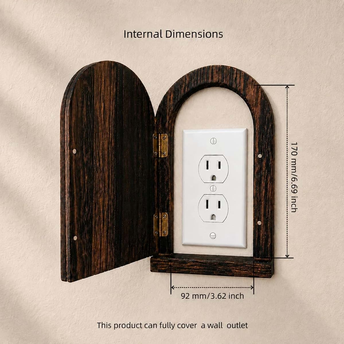 NEWEK Self-Adhesive Wooden Fairy Door Outlet Cover, 7.87-Inch, Self-Closing