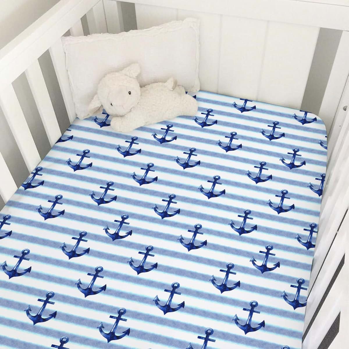 Nautical Life Navy Nautical Fitted Crib Mattress Sheets for Nursery Bedding