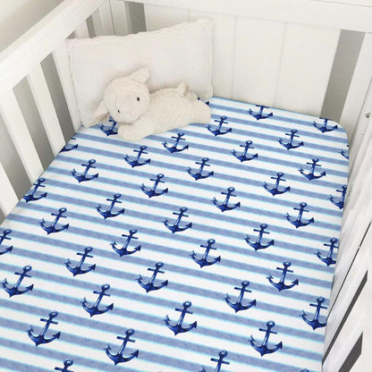 Nautical Life Navy Nautical Fitted Crib Mattress Sheets for Nursery Bedding