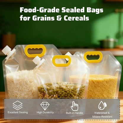 Tangpxta 3-Pack Reusable Airtight Grain Storage Bags with Handle & Spout
