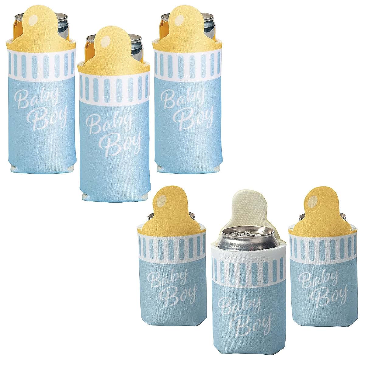 Fun Express Boy Baby Bottle Regular & Slim Fit Can Coolers - 24 Pc