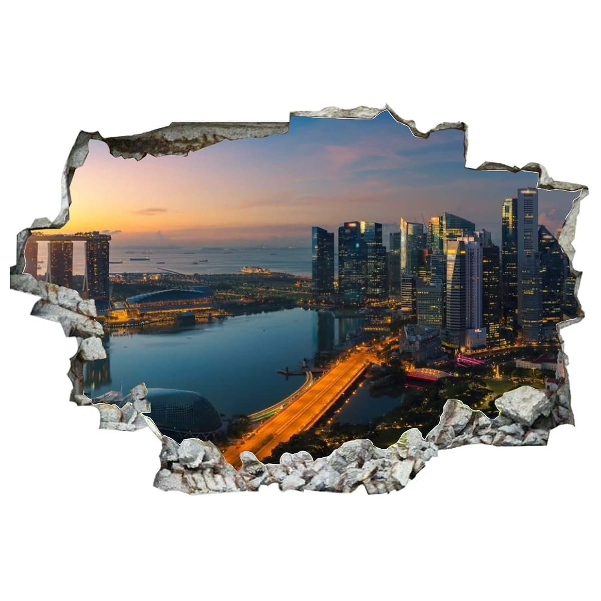 Higoss 3D Broken Wall Landscape Decal (photo 2)