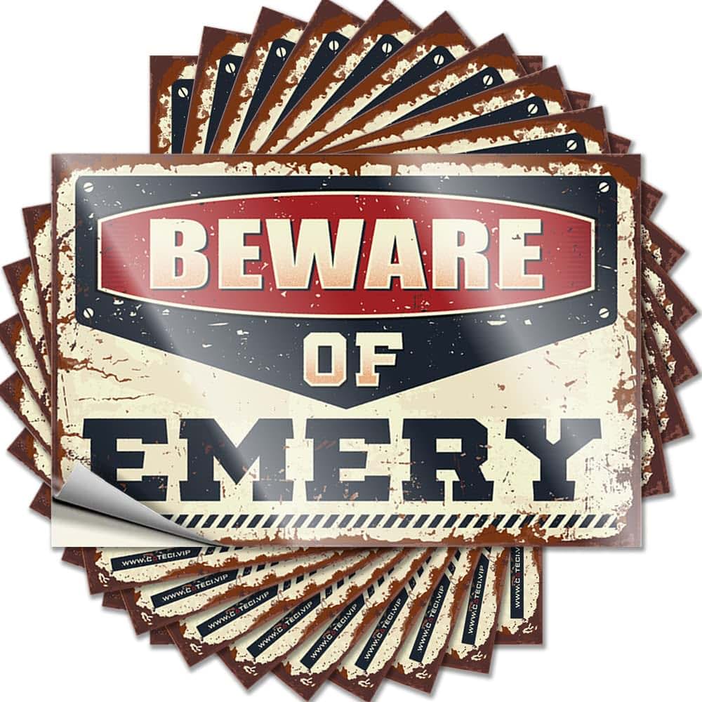 PLOWS Beware of Emery Funny Decals, 10 Pack Vinyl Stickers