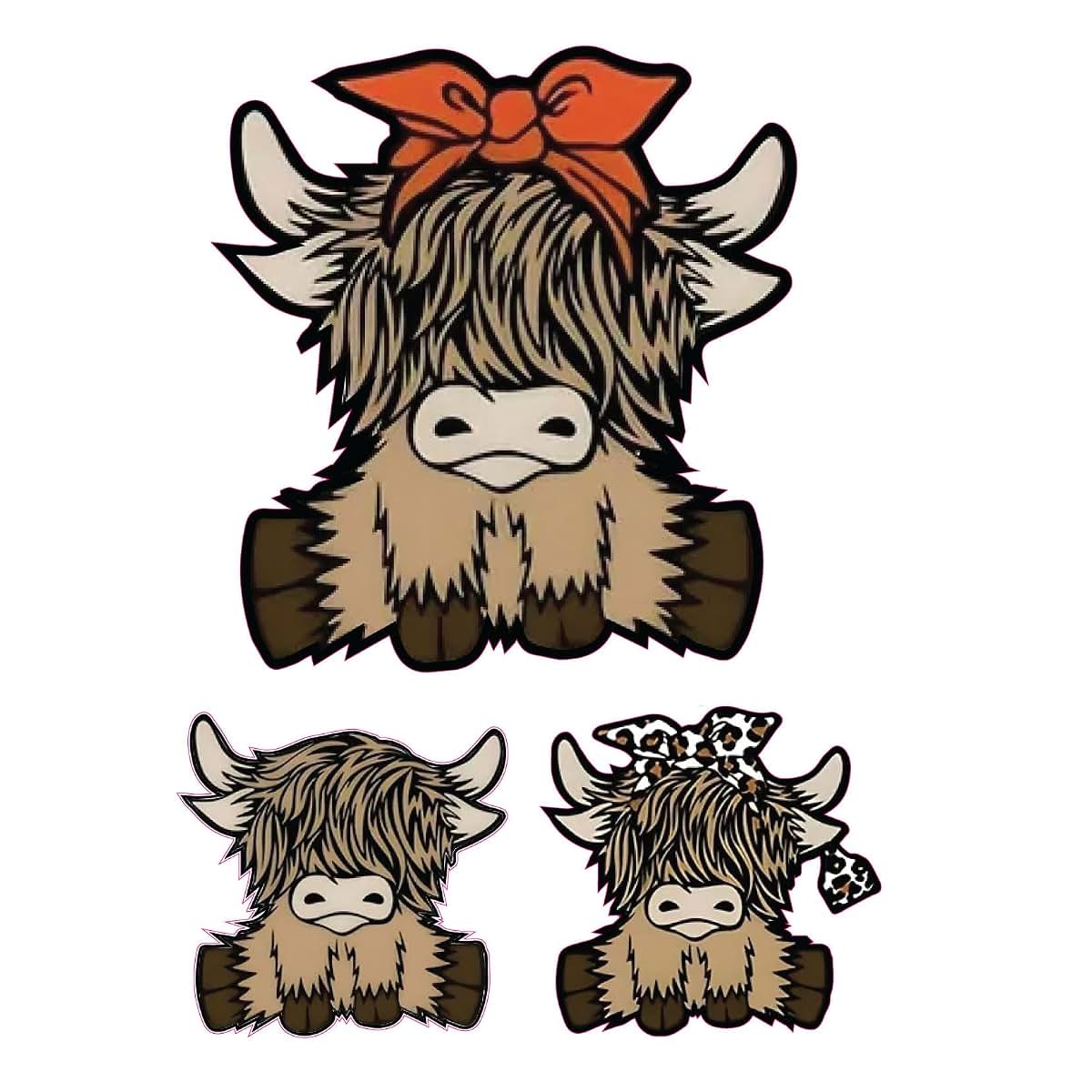 Sticker Bomb Vinyl Cute Highland Cow 3 Pack Vinyl Sticker