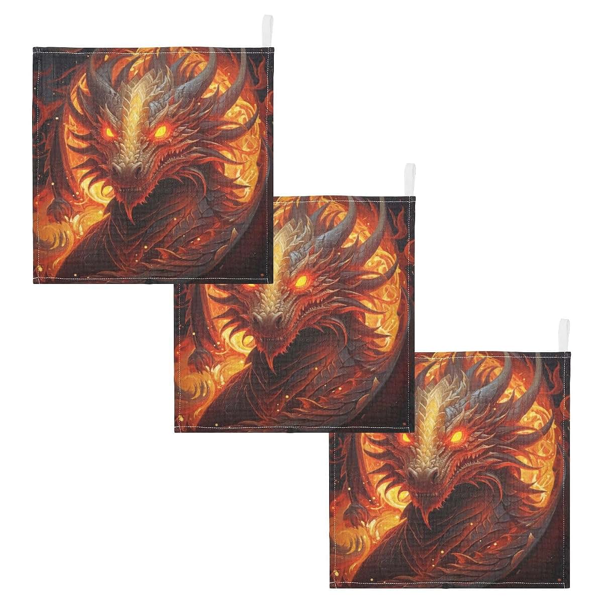 Jihqo Baby Washcloths 5 Pack, Fire Dragon Soft Muslin Towels