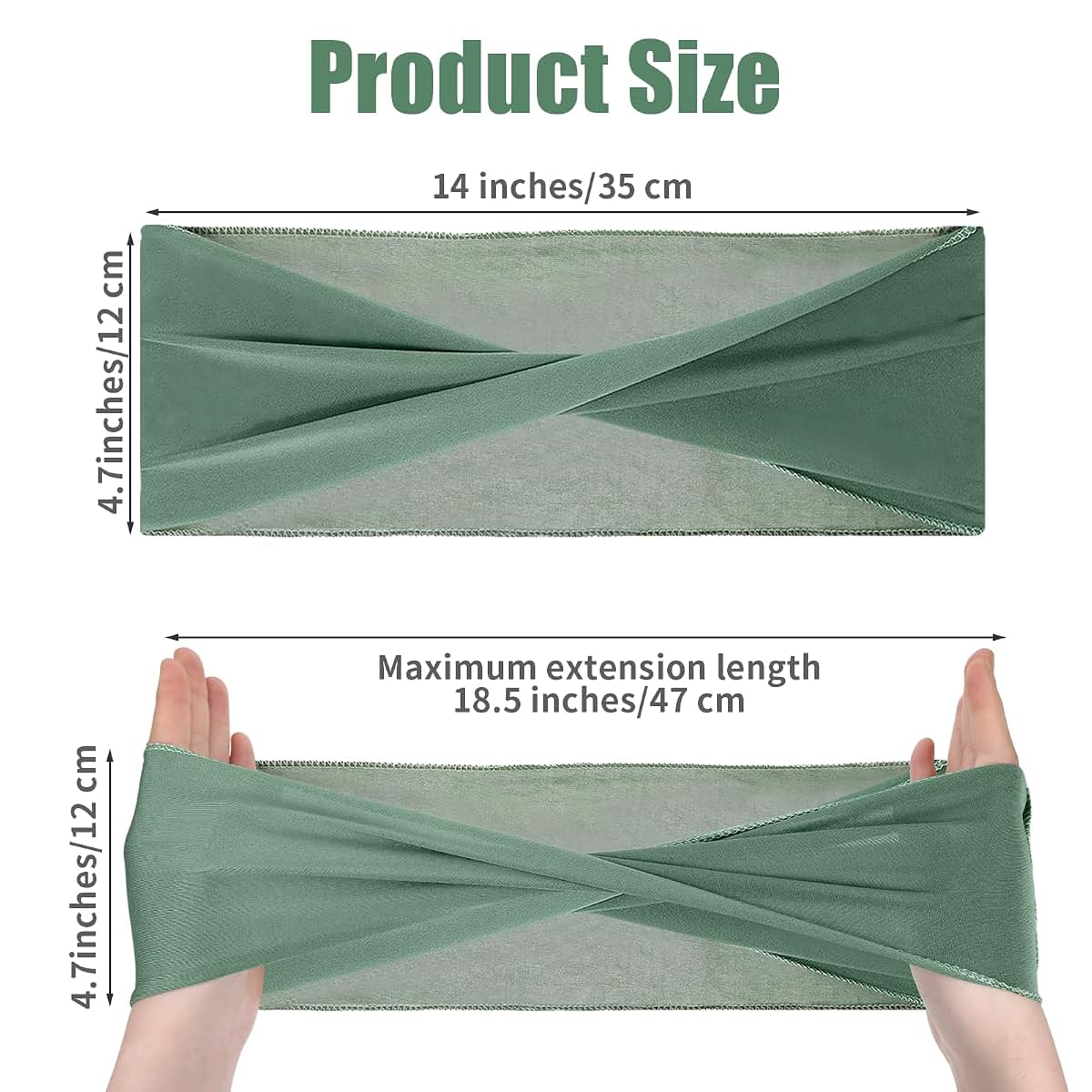 Chanumetal 50 Pcs Sage Green Chair Sashes (photo 2)