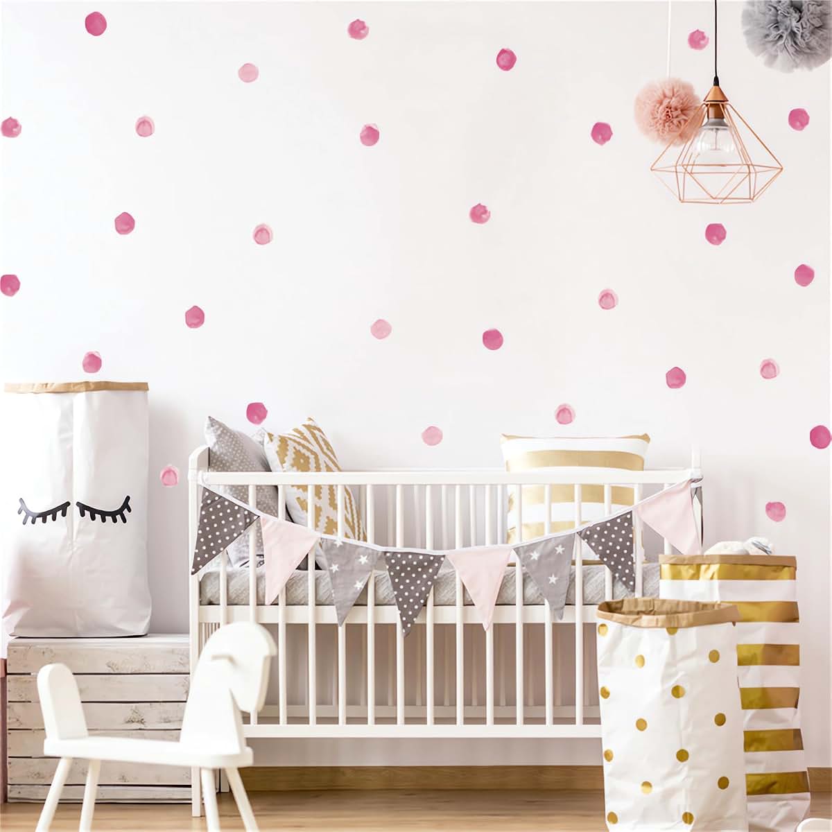 sacinora 72 Pcs Rose Red Polka Dots Wall Stickers, 6 Sheets Vinyl Peel and Stick Decals for Nursery