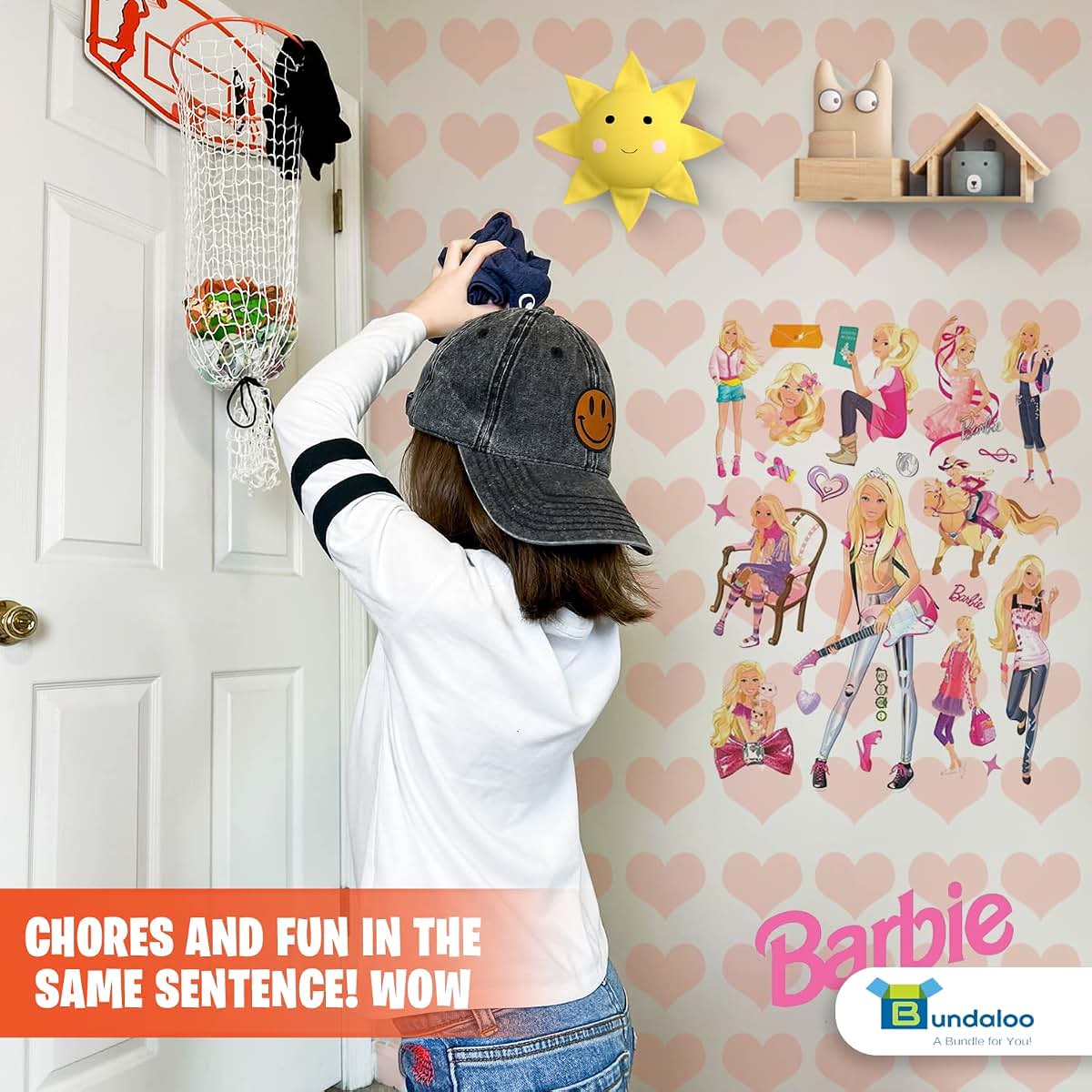 Bundaloo Basketball Laundry Hamper Over The Door Hoop (photo 4)