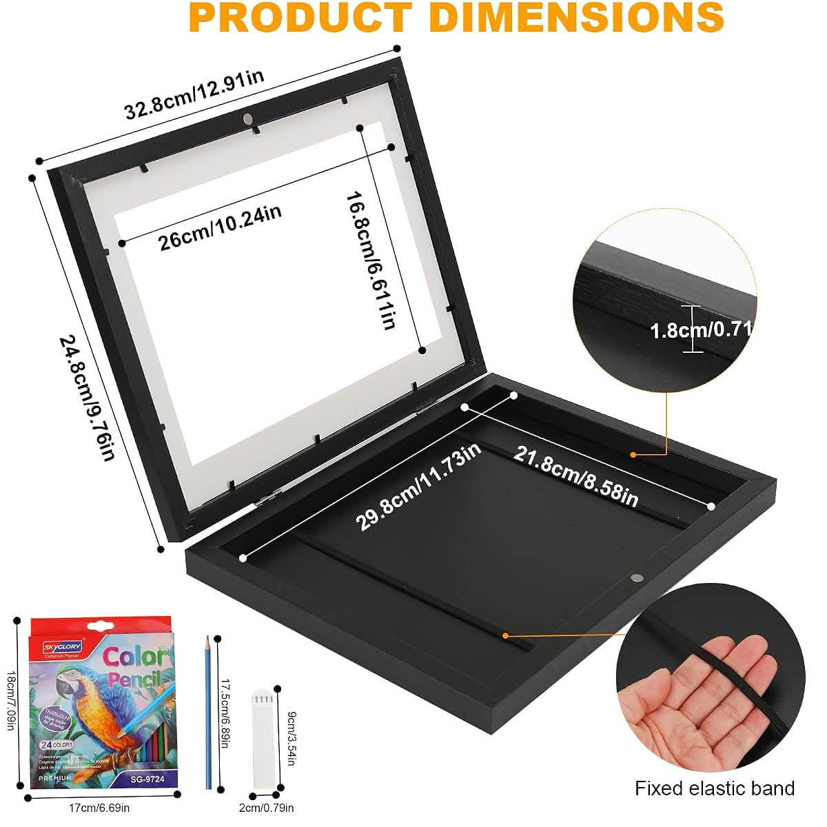 PHSSHOP 2 Pack Kids Artwork Frames Front Opening Black (photo 2)