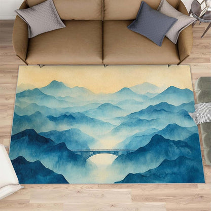 Hygiuid Retro Elegant Area Rug 5x6 - Low-Pile Landscape Scenery Rug (photo 2)