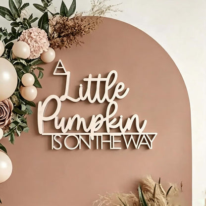 BabyOneStop Our Little Pumpkin Is On The Way Wooden Baby Shower Backdrop Sign