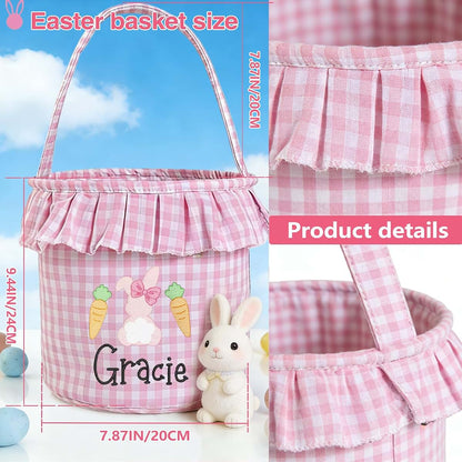 Personalized Embroidered Easter Basket with Rabbit Ears
