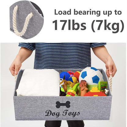 Geyecete Large Dog Toys Storage Bin Foldable Fabric Trapezoid Organizer Snow Grey