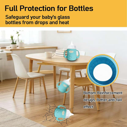 XTSWFC 3Pack Silicone Sleeves for Pigeon Baby Bottles 5.4oz, Anti Breakage Glass Baby Bottle Holder with Handles (photo 3)