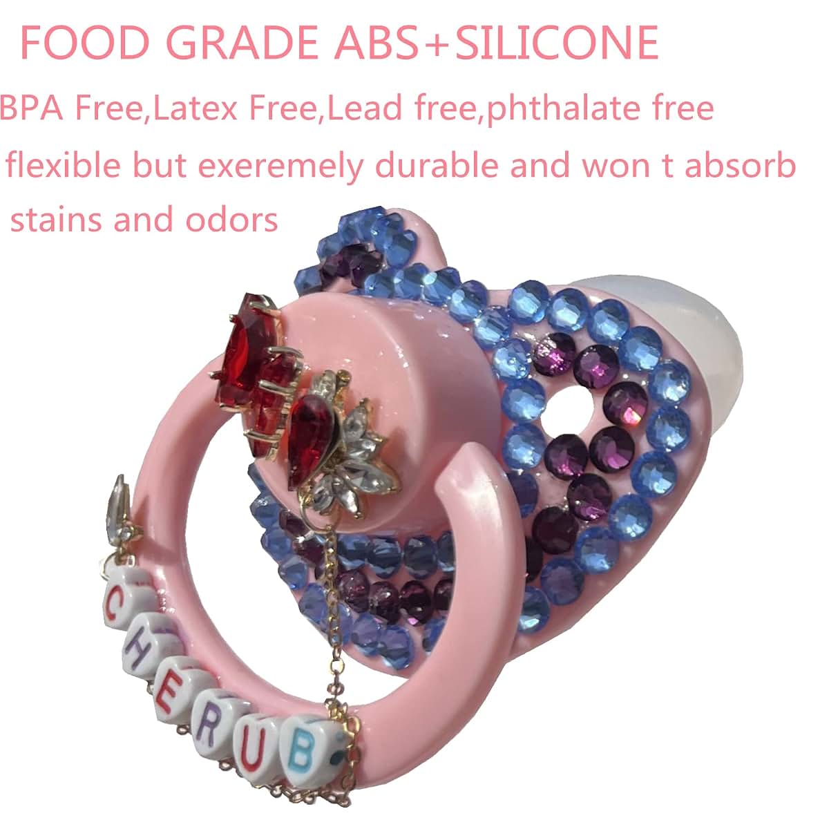 Sunowe Adult Pacifier With Chain - Pink Style 3 (photo 3)