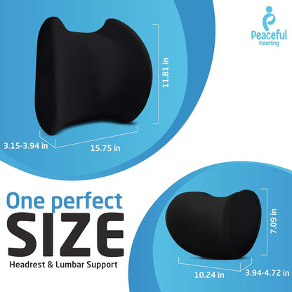 Peaceful Parenting Lumbar & Neck Support Pillow Kit - Adjustable Memory Foam Set