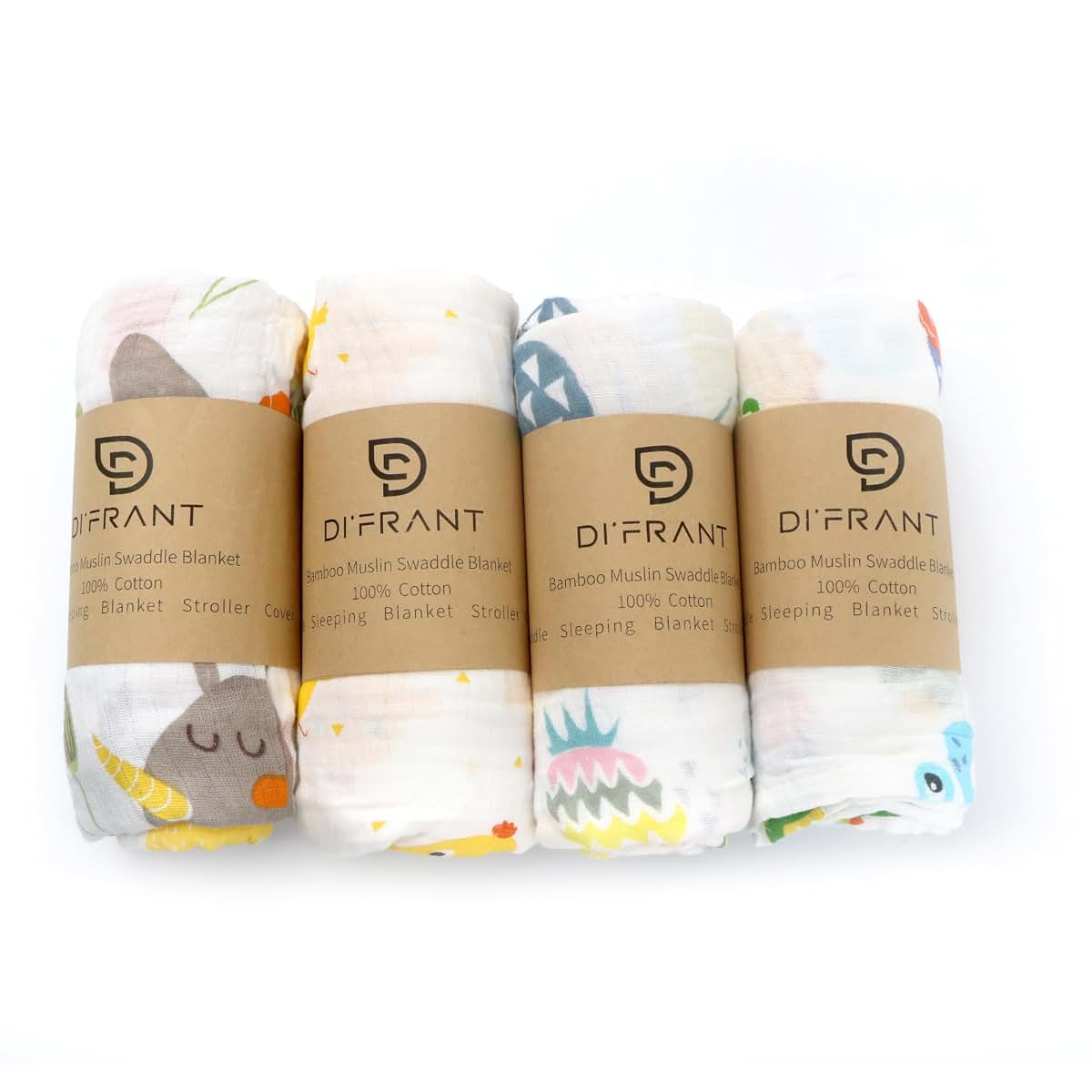 DI'FRANT Newborn Swaddle Blanket | 4-Pack Muslin Wrap