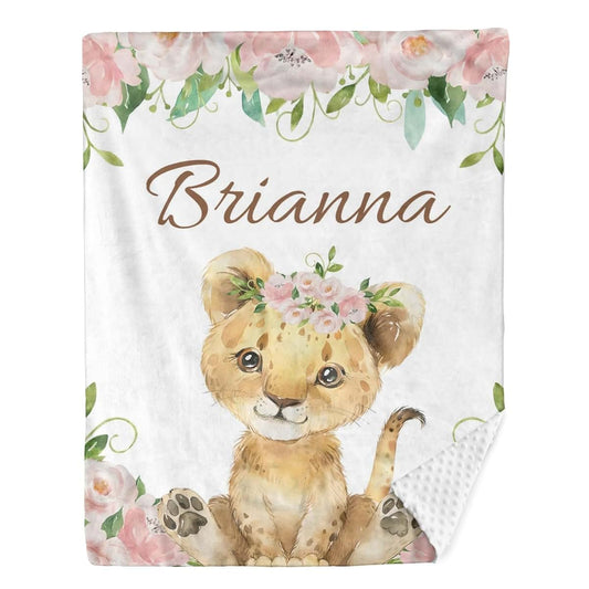 ZHOUSFK Personalized Baby Blanket for Girls Custom Baby Blanket with Name Elephant Floral Customized Baby Blanket Gifts