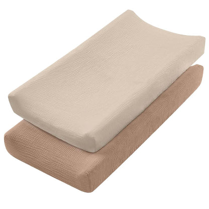 JOKOTI Set of 2 Cotton Bassinet Sheets and Changing Table Sleeves